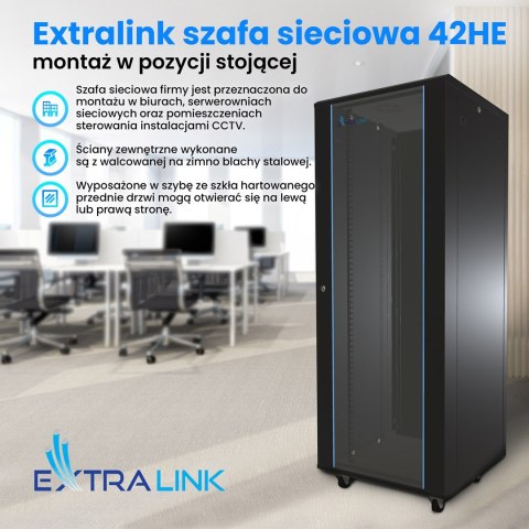 Extralink 42U 600x1000 Czarna | Szafa rack | stojąca
