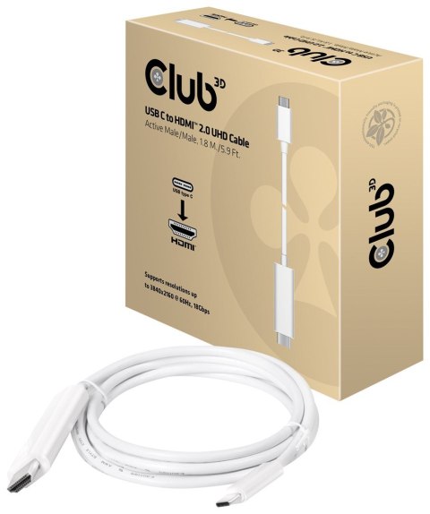 CLUB3D USB C to HDMI™ 2.0 UHD Cable Active 1.8 M./5.9 Ft.