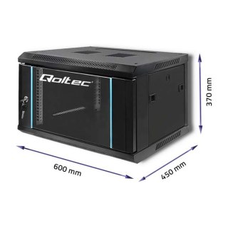 Qoltec Szafa RACK 19" | 6U | 600 x 370 x 450 | Czarna | Wisząca