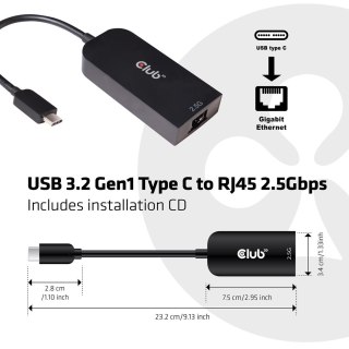 CLUB3D CAC-1520 zmieniacz płci / kabli USB C Ethernet Czarny