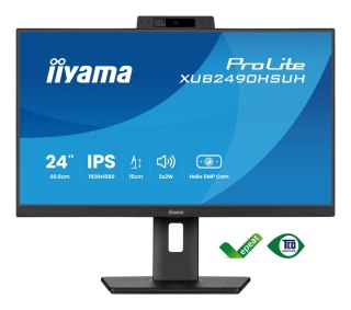 Monitor Iiyama TFT XUB2490HSUH IPS 24''//HDMI/DP/USB/Webcam/hoev - Płaski ekran - 60,5 cm