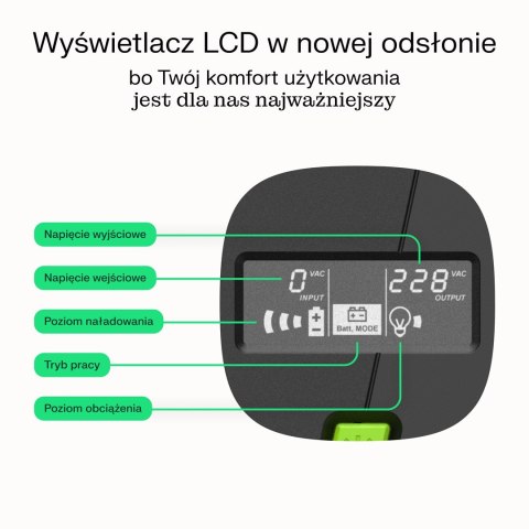 GREEN CELL UPS POWERPROOF 1400W/2000VA CZYSTA SINUSOIDA