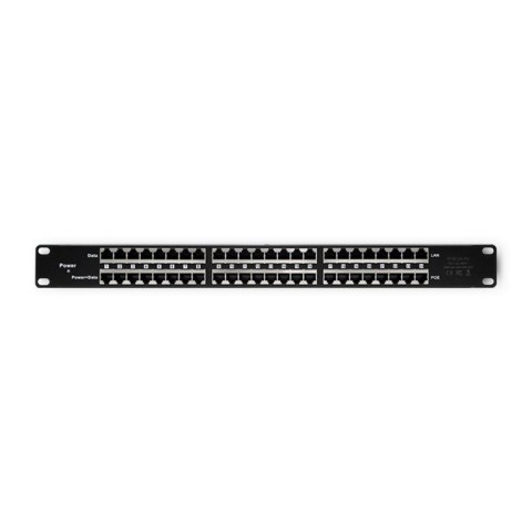 Qoltec Patch panel RACK| 48V | 24 porty | Passive PoE Injector | Czarny