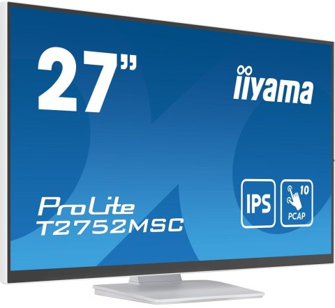 Monitor komputerowy iiyama ProLite T2752MSC-W1, 68,6 cm (27") 1920 x 1080 px Full HD LED Ekran dotykowy Biały
