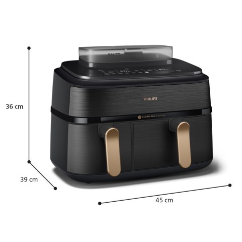 Frytownica powietrzna Philips z podwójną parą NA552/00 Seria 5000 Moc 2750 W Pojemność 9 L RapidAir Plus Czarny