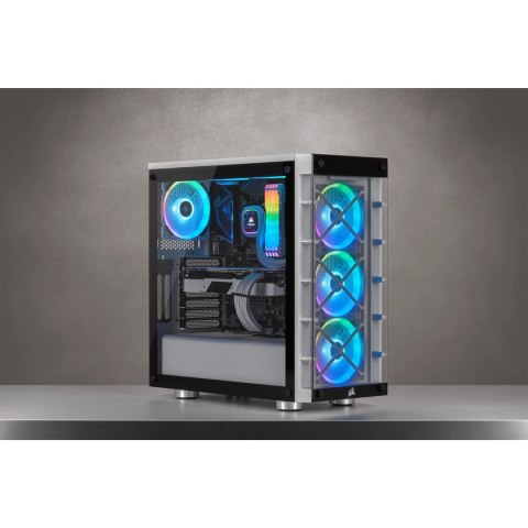 CORSAIR iCUE 465X RGB - Wieża - ATX - Panel boczny z okienkiem (szkło hartowane) - Bez zasilacza (ATX) - Biały - USB/Audio (CC-9