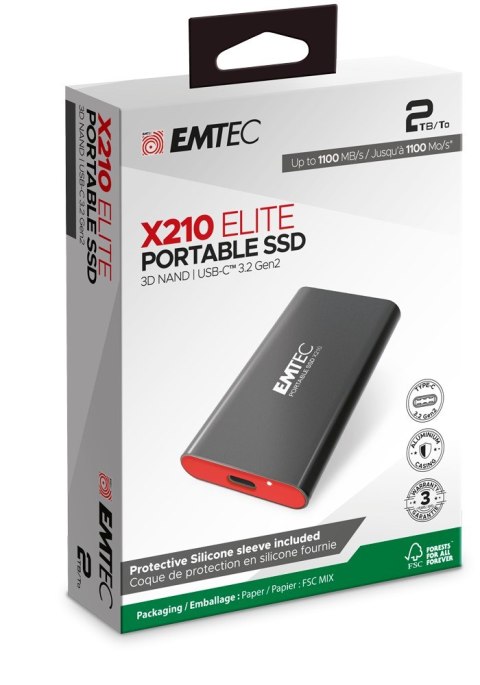 Przenośny dysk SSD Emtec 3.2Gen2 x210 o pojemności 2 TB (ECSSD2TX210)