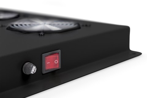 Jednostka dachowa NWSZ do szaf sieciowych Digitus, 2 wentylatory, przełącznik, termostat, 276m3 cirk./h, kolor czarny RAL 9005