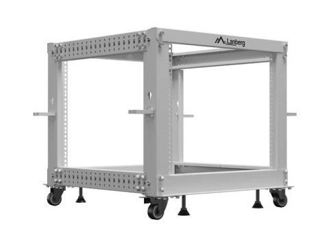 Otwarty Rack 19" 9U 600x600-1100 regulowany szary Lanberg