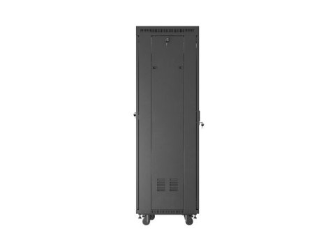 Szafa instalacyjna rack stojąca 19" 37U 600X600 czarna drzwi perforowane LCD LANBERG (flat pack)