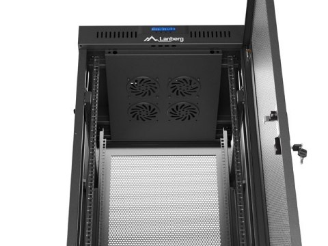 Szafa instalacyjna rack stojąca 19" 37U 600X600 czarna drzwi perforowane LCD LANBERG (flat pack)