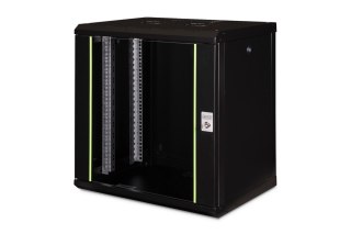 Szafa sieciowa wisząca Unique 19" 12U rack 600x450, drzwi szyba, czarny, niedzielona, złożona, 100kg