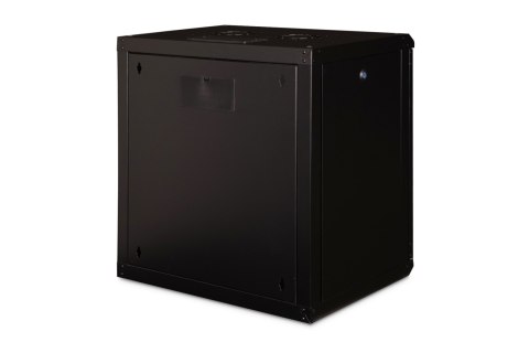 Szafa sieciowa wisząca Unique 19" 12U rack 600x450, drzwi szyba, czarny, niedzielona, złożona, 100kg