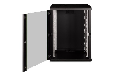 Szafa sieciowa wisząca Unique 19" 16U rack 600x600, drzwi szyba, czarny, niedzielona, złożona, 100kg