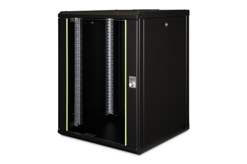 Szafa sieciowa wisząca Unique 19" 16U rack 600x600, drzwi szyba, czarny, niedzielona, złożona, 100kg