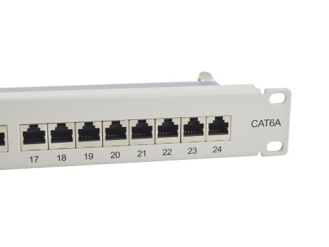 Wyposaż 19-calowy panel krosowy 24xRJ45 Cat6a FTP 1U 500MHz RAL7035