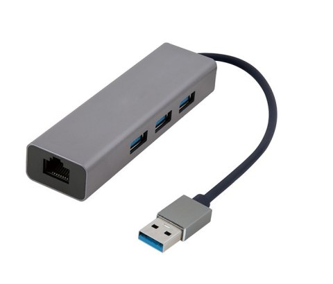 GEMBIRD ADAPTER USB-AM DO LAN GIGABIT HUB USB 3.0 X3 CZARNY