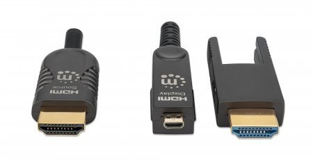 Aktywny kabel światłowodowy MANHATTAN High Speed z odłączanym złączem 4K@60Hz UHD, HDMI męski na Micro HDMI męski (typ D) i odłą