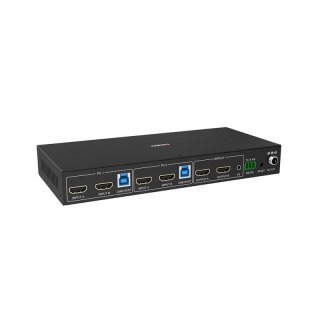 Lindy 2-portowy przełącznik KVM HDMI 4K60 USB3.0 z podwójną głowicą