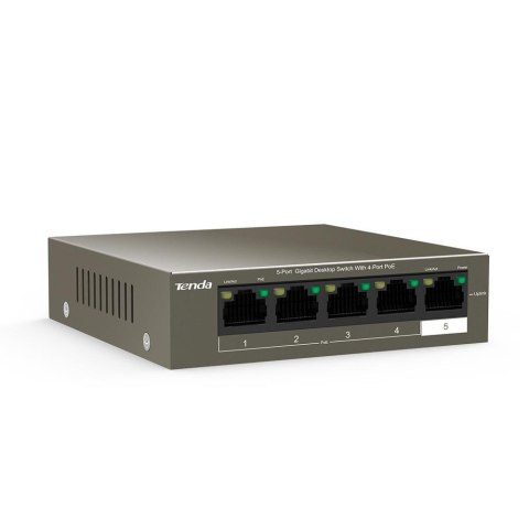 Tenda TEG1105P-4-63W-EU łącza sieciowe Gigabit Ethernet (10/100/1000) Obsługa PoE Szary