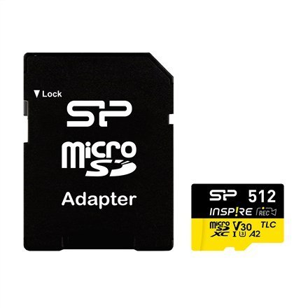 Karta pamięci Silicon Power Inspire 512 GB MicroSDXC V30 UHS-I U3 A2 4K + adapter (SP512GBSTXLA2V1NSP)
