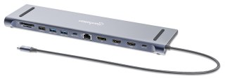 MANHATTAN Stacja dokująca 12-w-1 4K 1xHDMI 2xDP 3xUSB-A