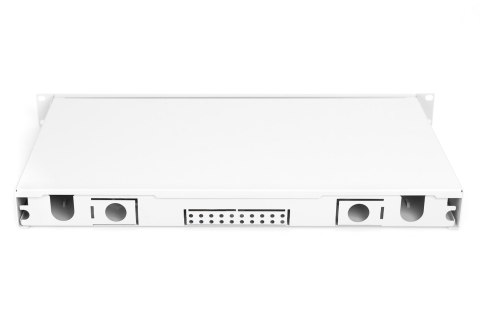 Panel krosowy FO z wyposażeniem 19'' 1U, 6x LC dx,OM4, pigtaile, adaptery, tacki, wysuwany, szary
