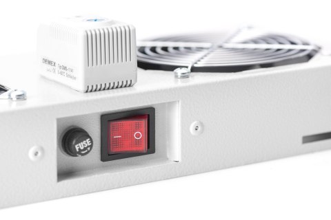 Panel wentylacyjny DIGITUS do szaf 19" wiszących, 2 x wentylator, termostat, szary