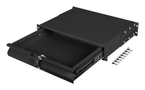 SZUFLADA DO SZAF 19" 2U 360MM CZARNA LANBERG (2U/483X360MM UDŹWIG DO 90KG, MONTAŻ 4 PUNKTOWY)