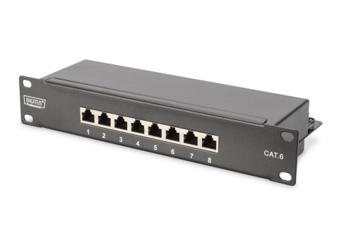 Zestaw sieciowy 10": szafa wisząca 6U, półka, listwa zasilająca, 8-port switch, panel kat.6, czarny