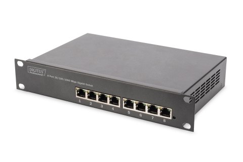 Zestaw sieciowy 10": szafa wisząca 9U, półka, listwa zasilająca, 8-port switch, panel kat.6, szary