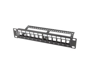LANBERG PATCH PANEL PUSTY 12 PORT 1U 10" Z ORGANIZEREM DO MODUŁÓW KEYSTONE CZARNY PPKS-9112-B