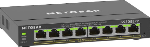 NETGEAR 8-Port Gigabit Ethernet High-Power PoE+ Plus Switch (GS308EPP) Zarządzany L2/L3 Gigabit Ethernet (10/100/1000) Obsługa P