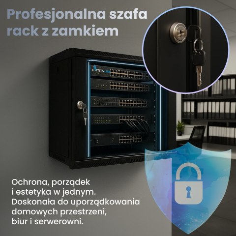 Extralink Szafa rack 6U 600x600 Czarna montowana na ścianie