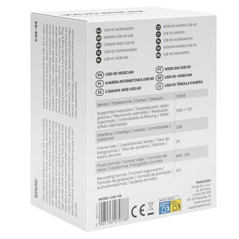 SAVIO KAMERA INTERNETOWA 720P CAK-04