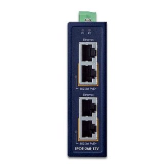 PLANET Industrial 2-port 10/100/1000T Gigabit Ethernet Obsługa PoE Niebieski