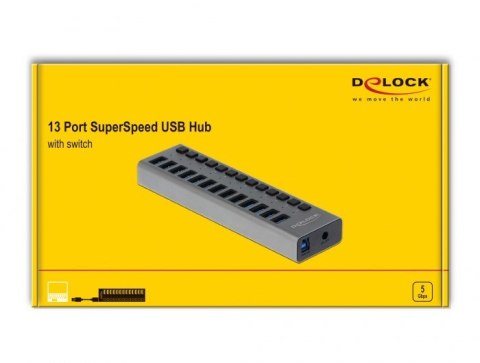 DeLOCK Hub zewnętrzny USB 5 Gbps - 13 Portów + Switch